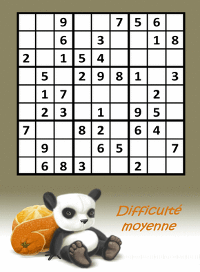 Carte jeux ludiques Sudoku panda moyen